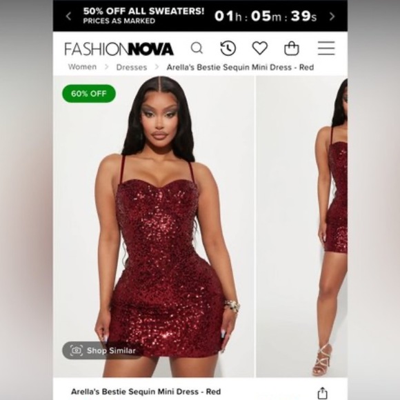 NWOT Fashion Nova Arella's Bestie Sequin Mini Dress - Picture 6 of 8